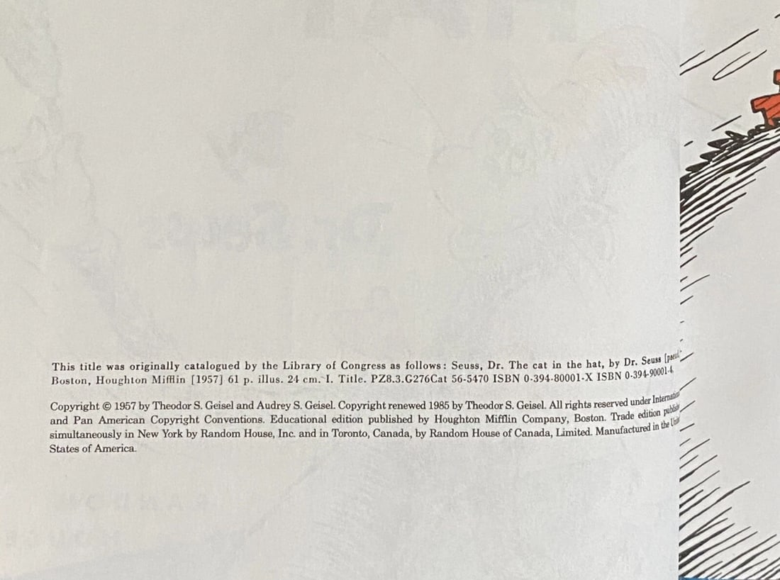 THE CAT IN THE HAT By Dr. Seuss Beginner Books Book Club Edition 1957/1985 - 3