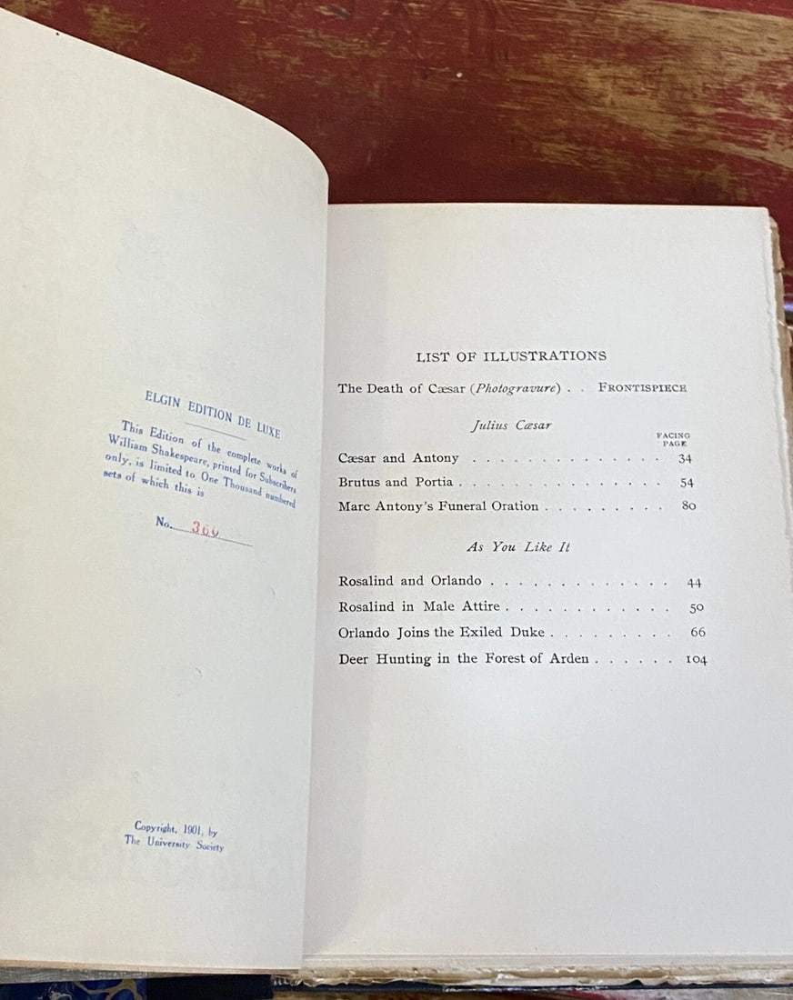 Shakespeare’s Works Elgin Ed.Vol. XI Julius Caesar, As You Like It Morris 1901 - 4