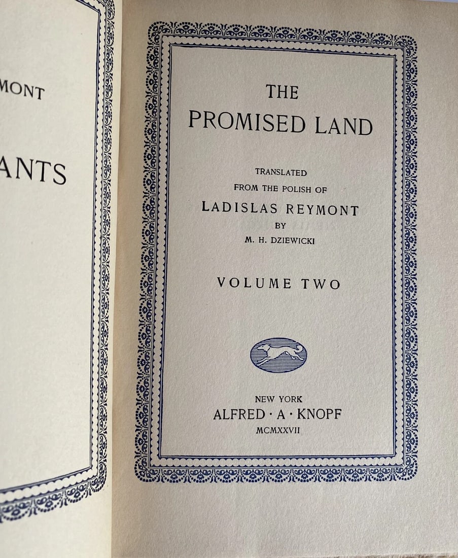 The Promised Land Vol 2 1927 Alfred Knopf Ladislas Reymont HC Very Good - 2