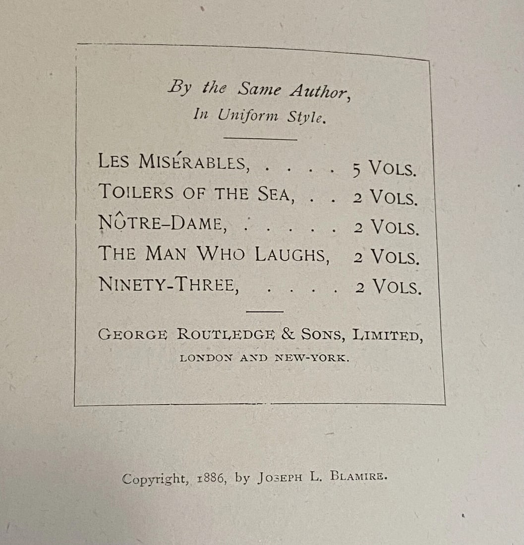 Les Miserables Victor Hugo Vol. III Illustrated 1886 Library Edition HC VGood - 3
