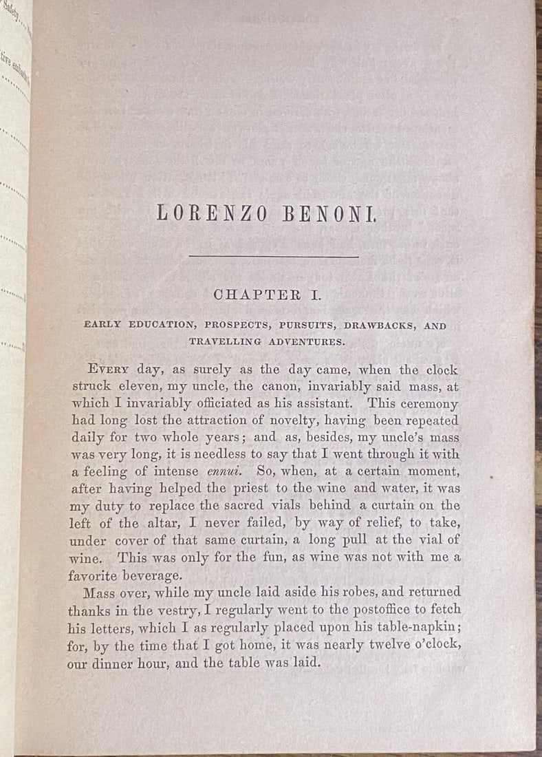 Lorenzo Benoni: Or, Passages in the Life of an Italian-Friend, 1853 Redfield:NY - 8
