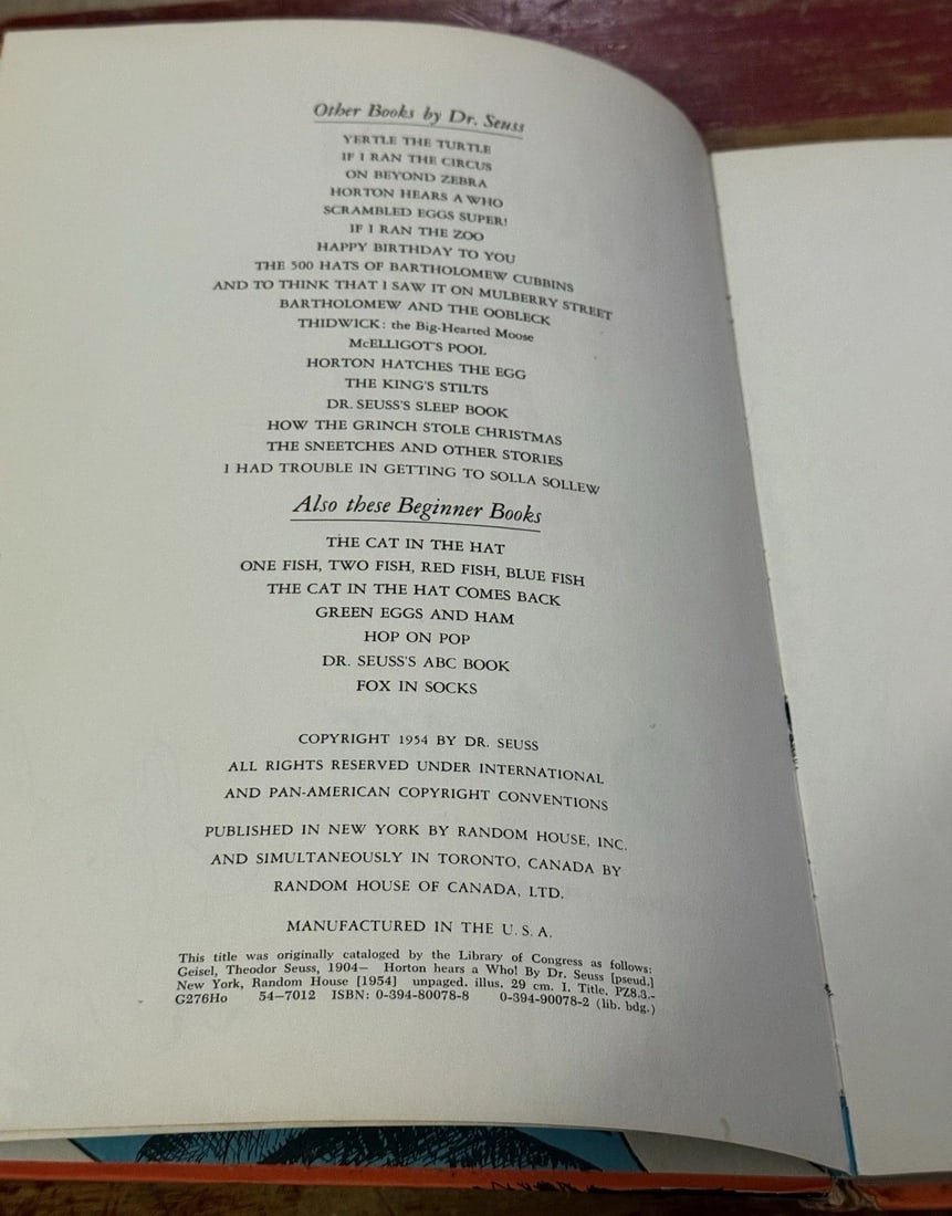 Horton Hears A Who Dr Seuss Book 1st Edition 1954 Hardcover Vintage - 3