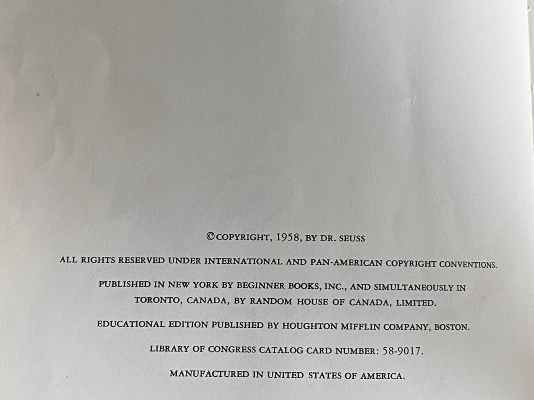 The Cat in the Hat Comes Back 1st Edition Dr Seuss Dust Jacket 1958 Very Good - 3