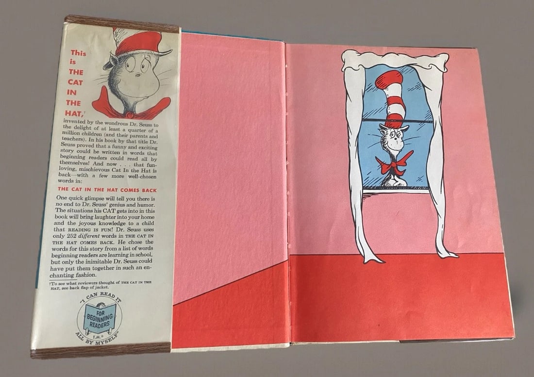 The Cat in the Hat Comes Back 1st Edition Dr Seuss Dust Jacket 1958 Very Good - 5