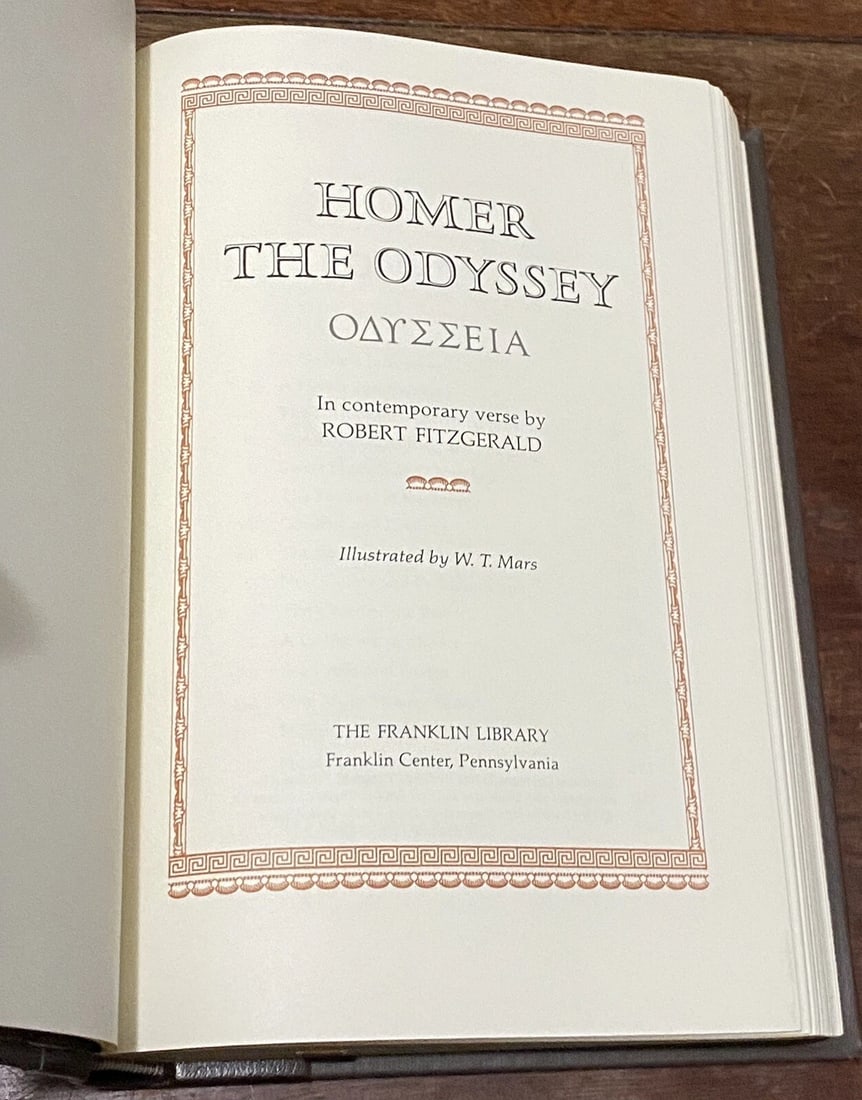 The Odyssey, Homer (Franklin Library, 1979) 1st Edition, 1st Printing. As New! - 2