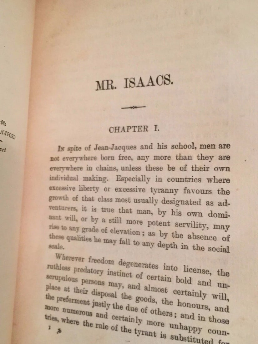 F. Marion Crawford MR. ISAACS A Tale of Modern India 1882 P.F.Collier & Son HC - 5