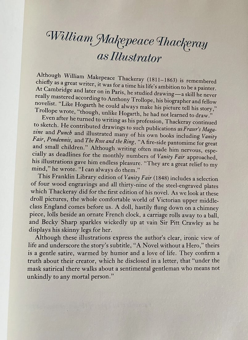 Vanity Fair William Makepeace Thackeray Franklin Library Leather Bound 1981 Fine - 12