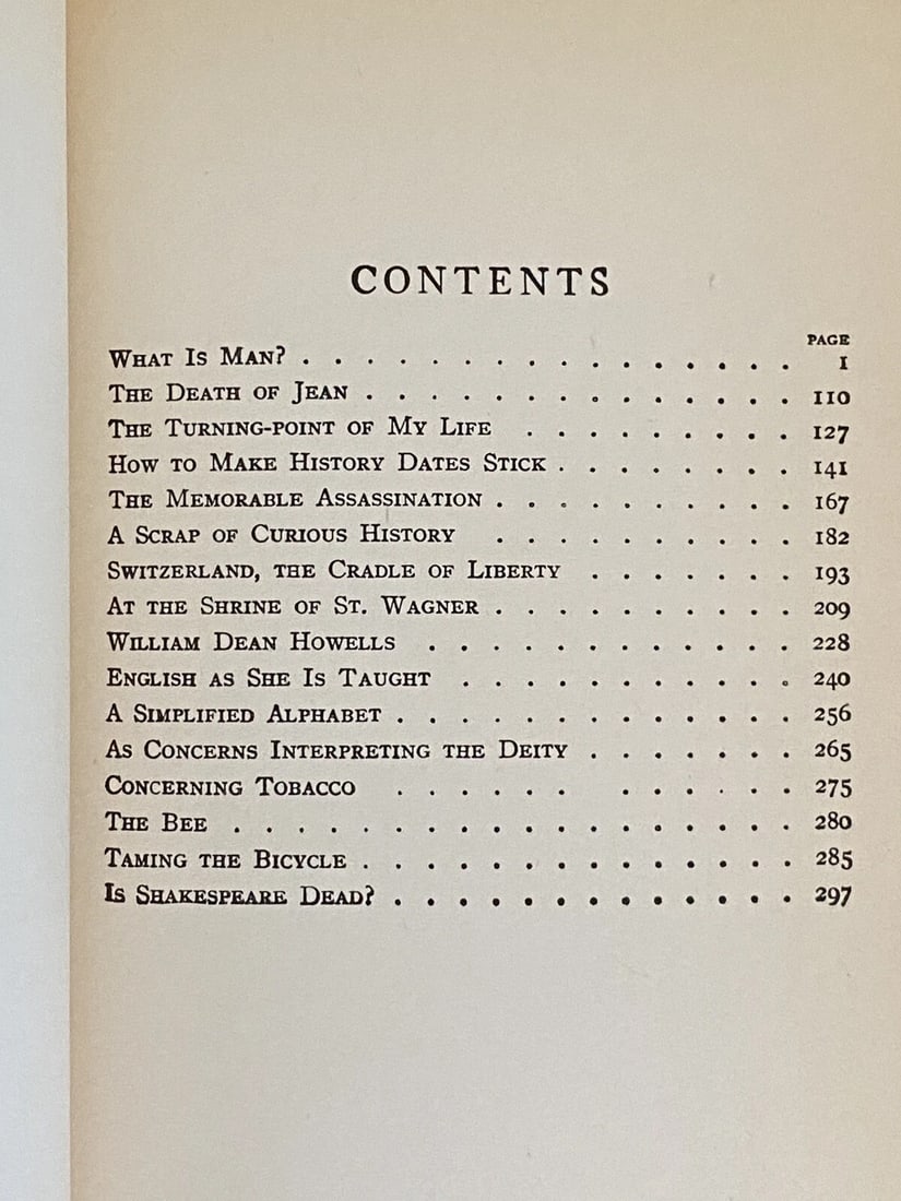 Mark Twain WHAT IS MAN? Auth. Edition Harper & Bros. 1917 HC Near Fine Vol.XII - 12