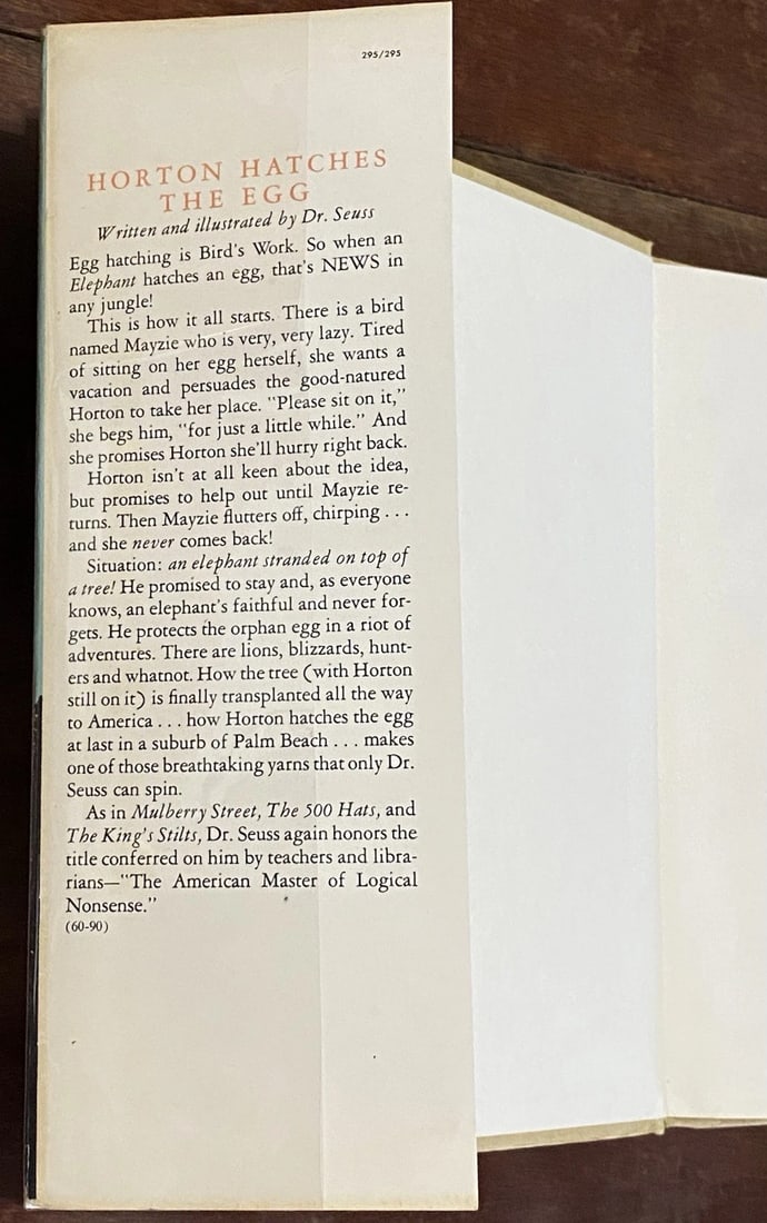 Horton Hatches the Egg 1940 First Ed Dr. Seuss First Ed HC/ DJ Near Fine/Good - 7