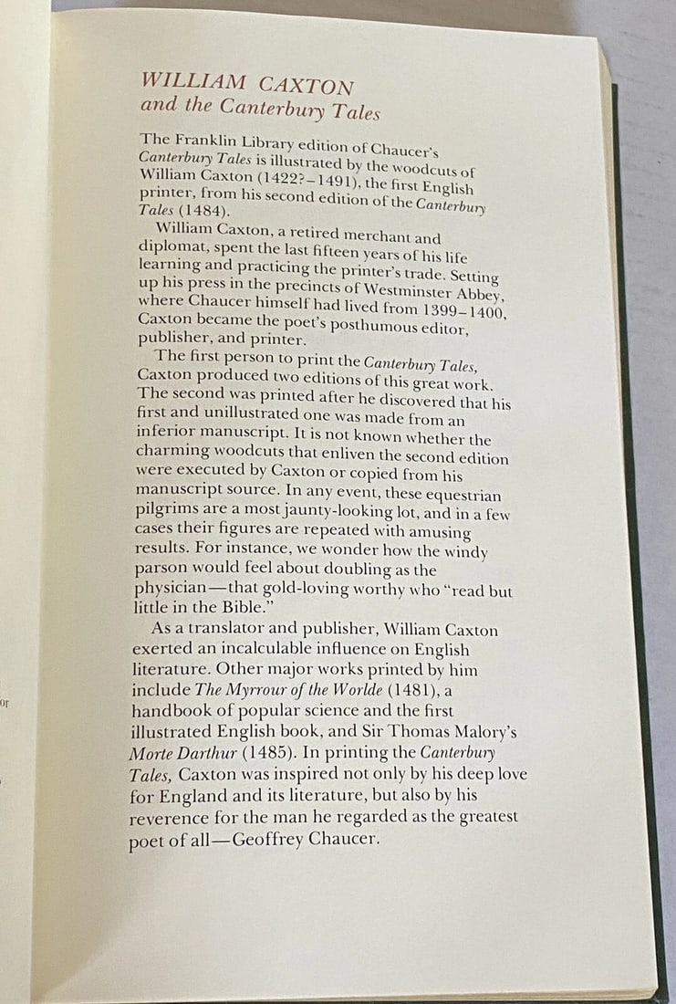 Canterbury Tales by Geoffrey Chaucer The Franklin Library Deluxe Leatherbound - 8