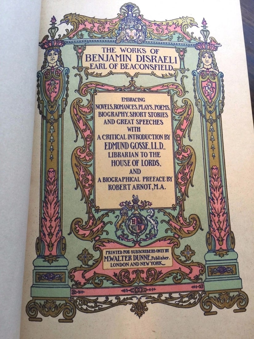 CONTARINI FLEMING The Works of Benjamin Disraeli M.Walter Dunne 1904 Lthr Bound - 2