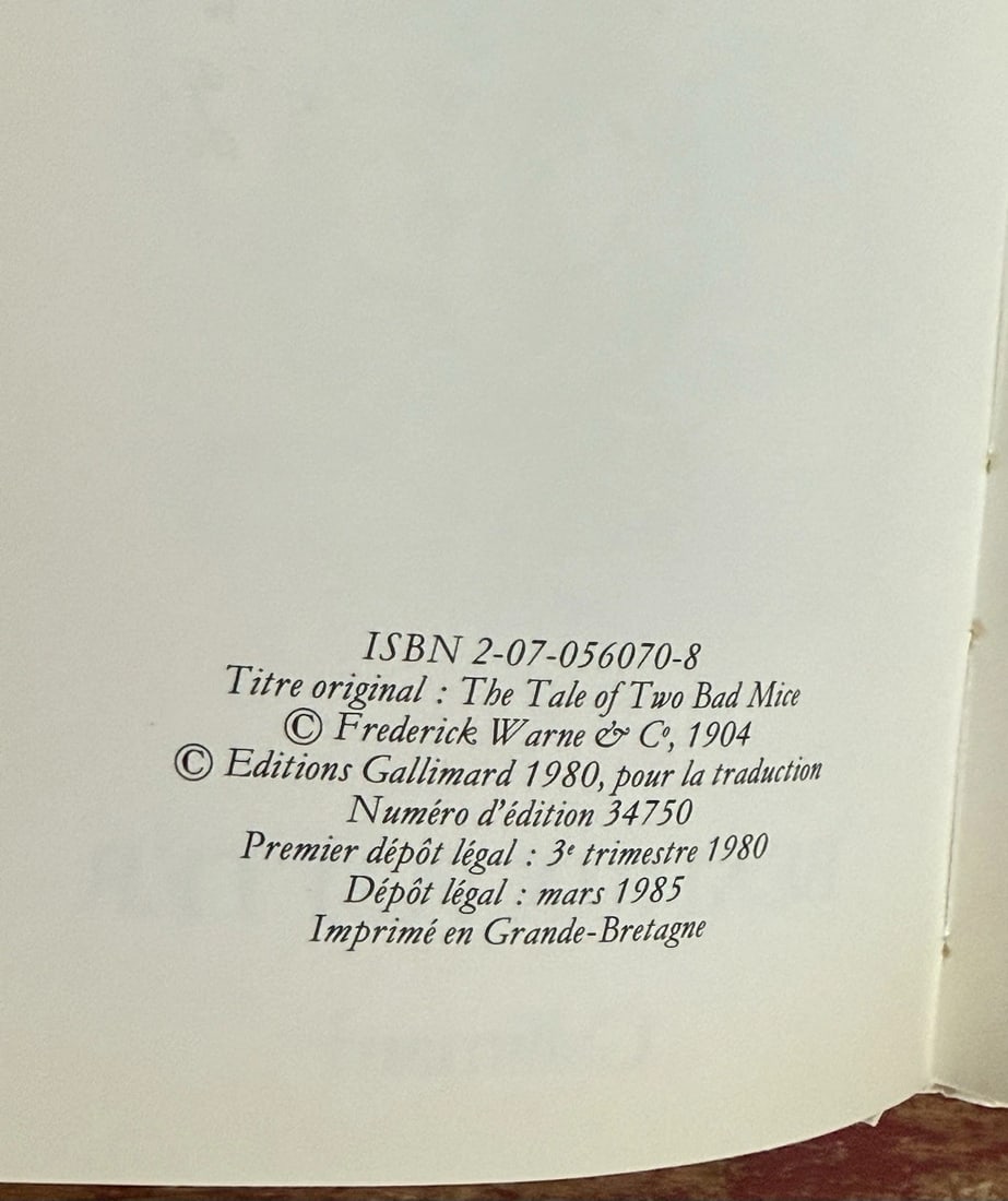 Deux Vilaines Souris by Beatrix Potter - Gallimard - 1985 Like New Condition! - 3