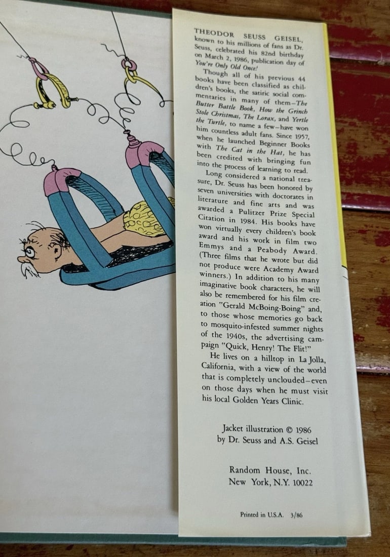 Dr. Seuss You're Only Old Once!A Book for Obsolete Children1st Ed/Print 1986HCDJ - 10