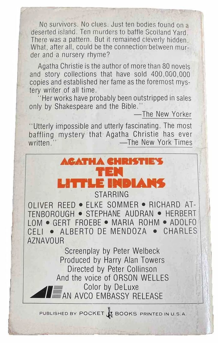 Agatha Christie Ten Little Indias Vintage Paperback 1975 Movie Tie-In - 3