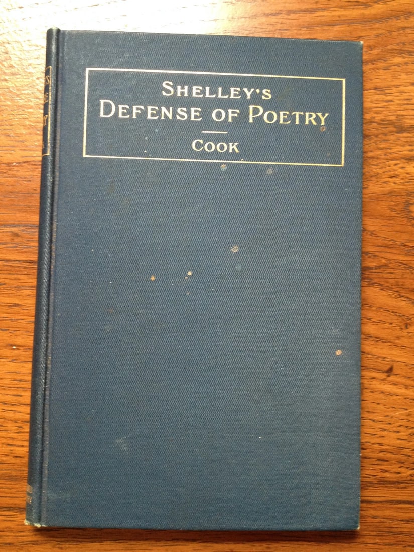 SHELLEY'S DEFENSE OF POETRY Ed. Albert S. Cook 1890 HC Ginn & Co. Antique - 2