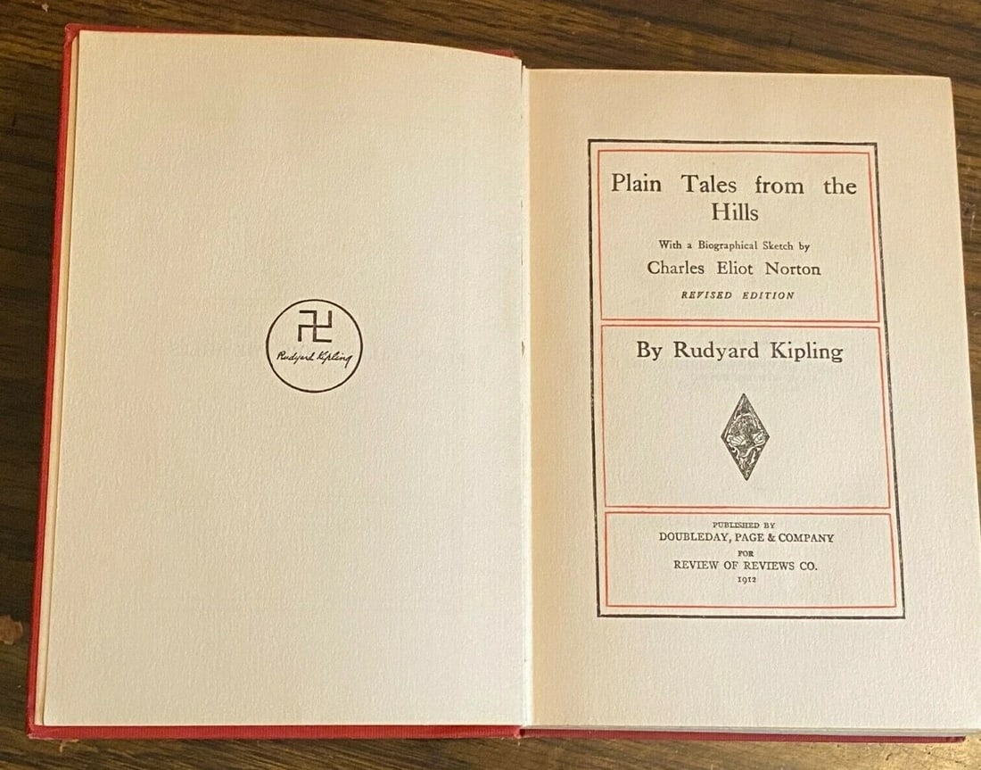 Kipling PLAIN TALES FROM THE HILLS & Bio. Authorized Ed. 1912 HC Doubleday Cloth - 3