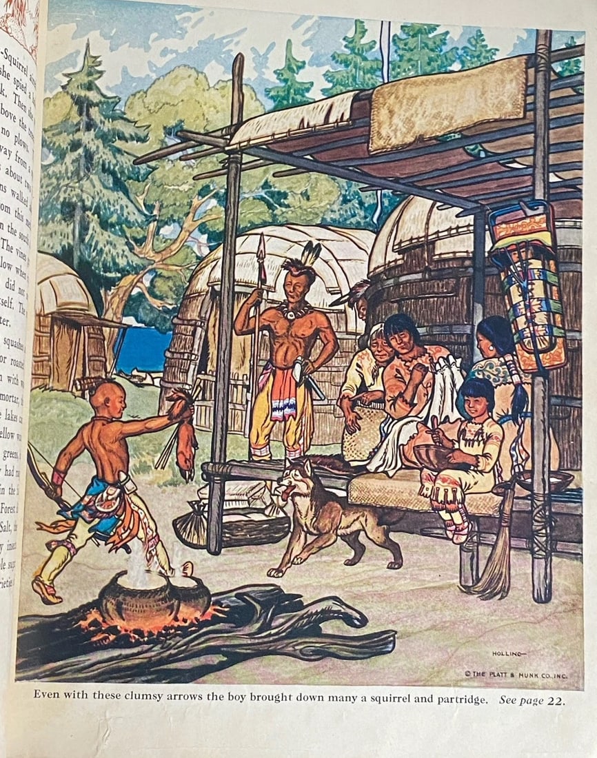 The Book Of Indians Holling C Holling Red Hardcover 1935 Illustrated Platt&Munk - 5