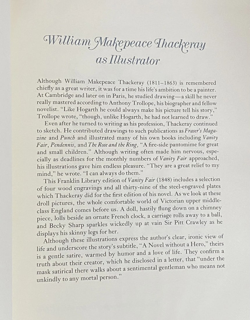 Wm. M. Thackeray VANITY FAIR Franklin Library 1st Edition 1st Print Near Fine - 14