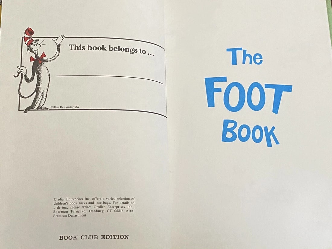 THE FOOT BOOK DR. SEUSS 1968 Grolier BClub 1ST EDITION 1ST PRINT Like NEW Cond. - 5