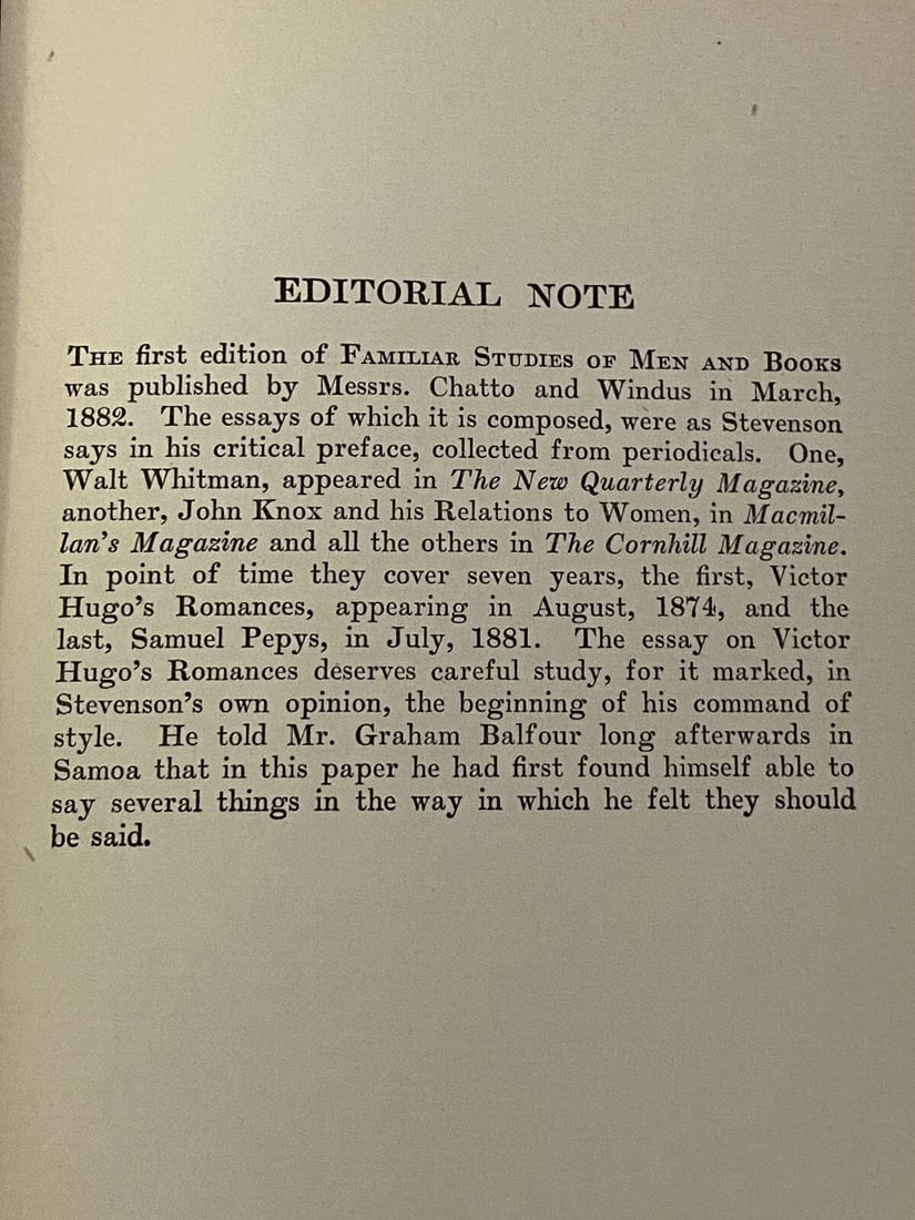 Robert L. Stevenson DeLuxe Ltd.Ed. 1,000 Familiar Studies VolX C.T.Brainard 1906 - 9