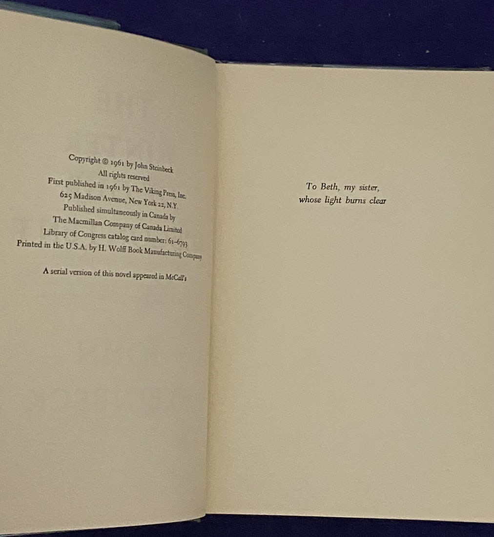 John STEINBECK The Winter of Our Discontent 1961 1st/1st Viking HBDJ Very Good - 11