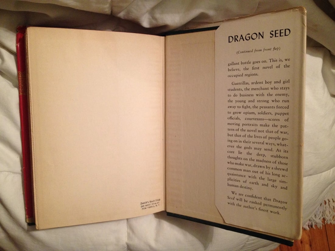 DRAGON SEED Pearl S. Buck HC w DJ 1st Edition Very Good Condition Sun Dial 1942 - 11