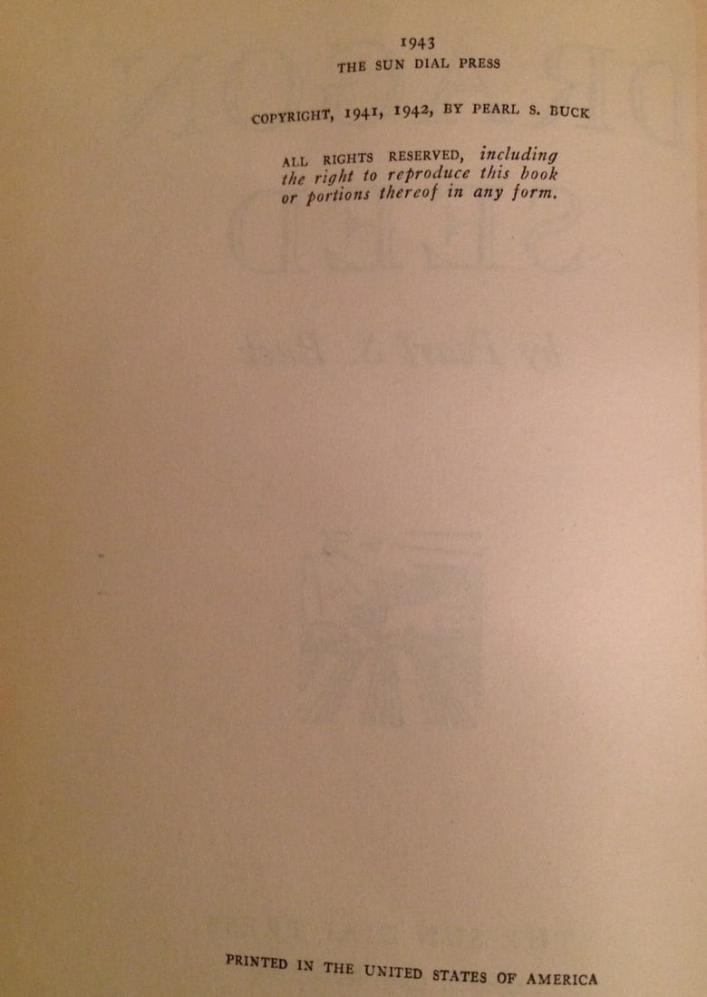DRAGON SEED Pearl S. Buck HC w DJ 1st Edition Very Good Condition Sun Dial 1942 - 5