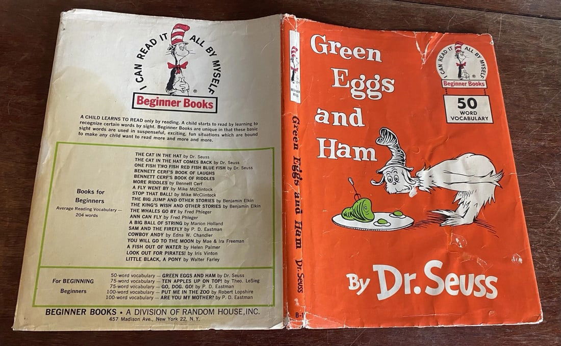 Dr Seuss GREEN EGGS AND HAM 1960 First Edition 2nd Printing Very Good In Good DJ - 10
