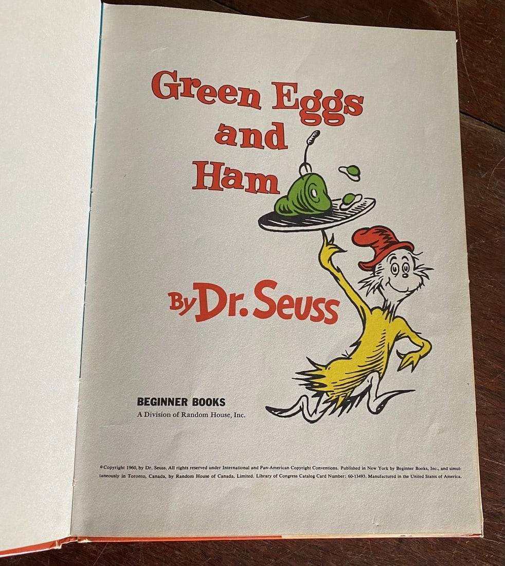 Dr Seuss GREEN EGGS AND HAM 1960 First Edition 2nd Printing Very Good In Good DJ - 2