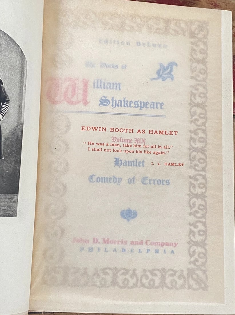 Shakespeare’s Works Elgin Ed. Deluxe Vol.XIX 1901 #360 Hamlet,ComedyOfErrors Ill - 6