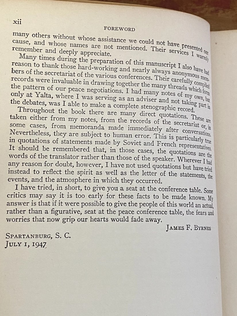 Speaking Frankly James F Byrnes 1947 1st Edition Illustrated Hardcover Harper - 12