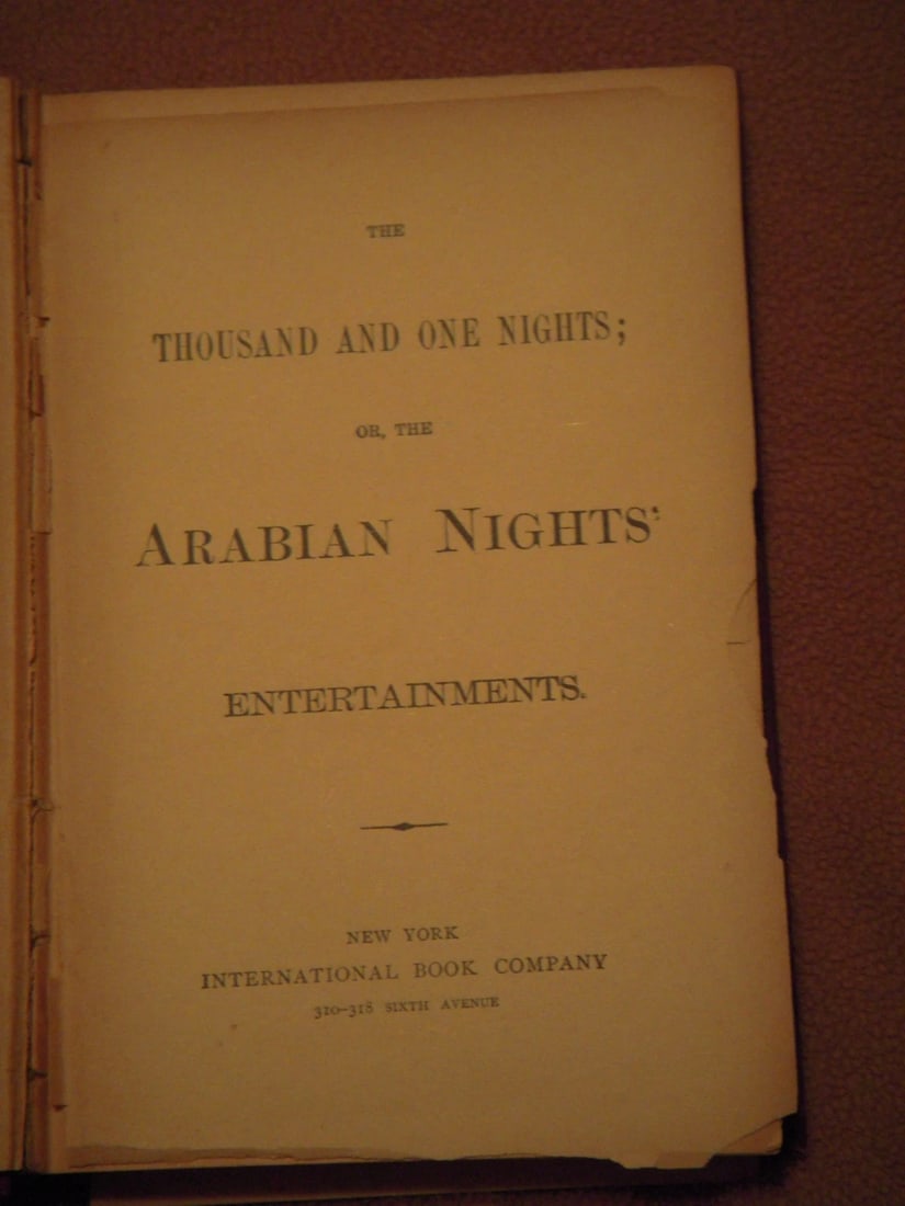 ARABIAN NIGHTS ENTERTAINMENT International Book Co Copyright 1896 US Book Co - 2
