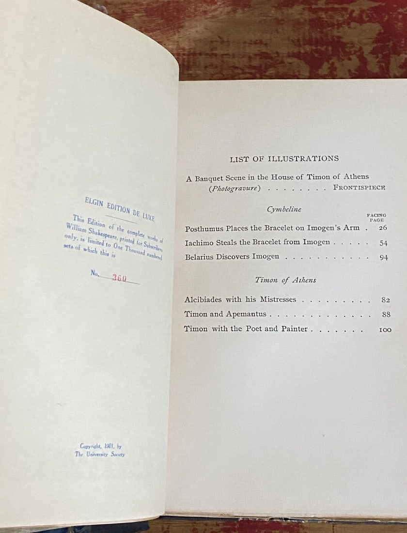 Shakespeare’s Works Elgin Ed. Deluxe Vol. XVIII#360/1000 Morris 1901 Cymbeline - 5