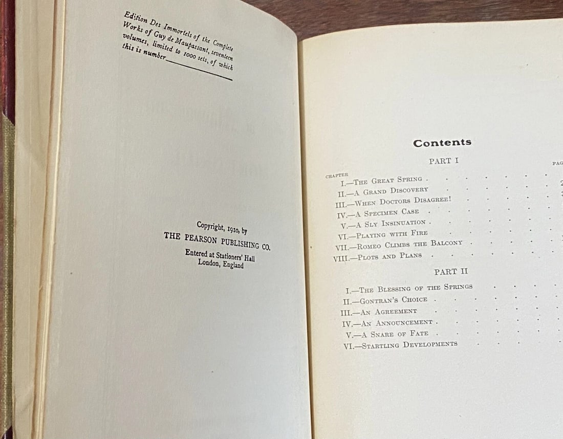 Guy De Maupassant Mont-Oriol, Plays #173/1,000 Ltd. Ed.1910 Pearson Illustrated - 7