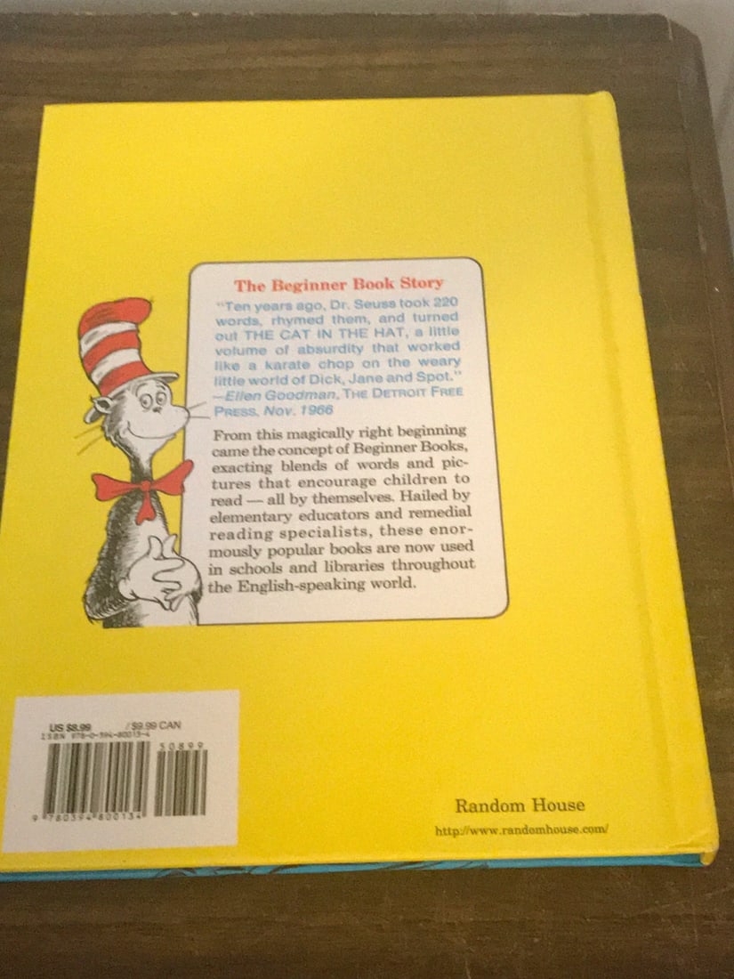 Dr Seuss One Fish Two Fish Red Fish Blue Fish 1988 Hardcover Beginner Book LOOK - 2