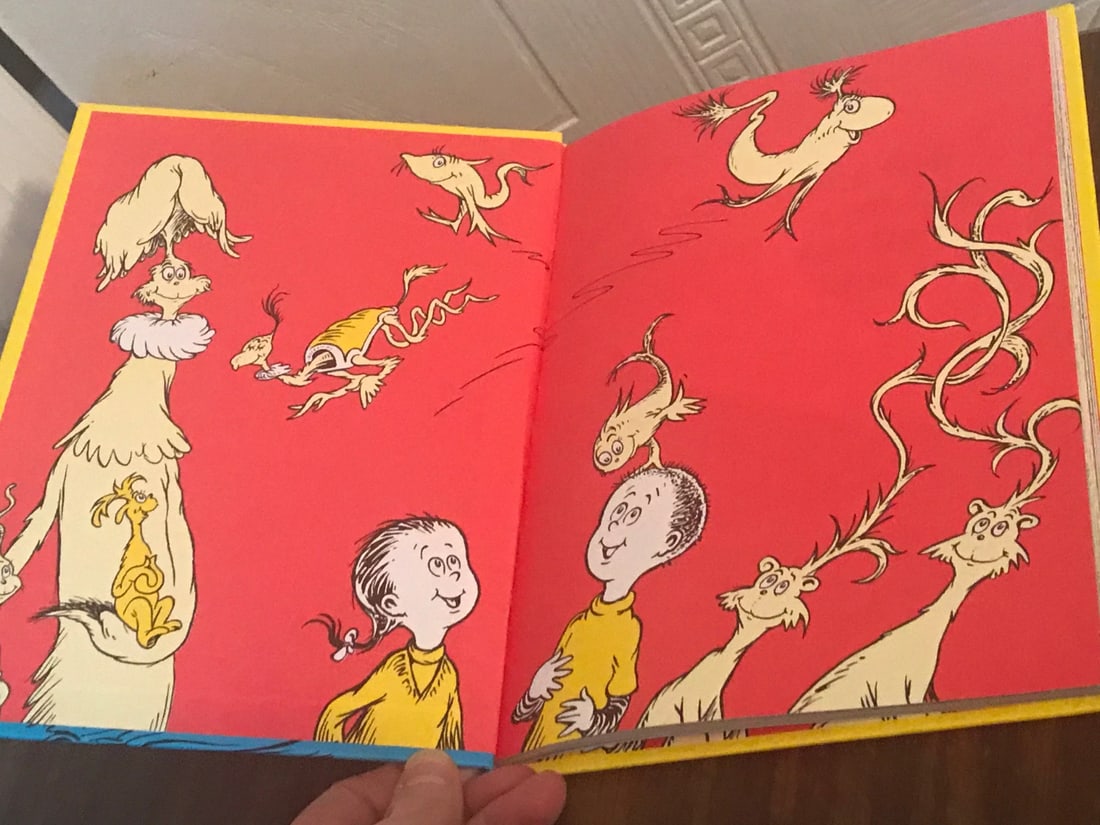 Dr Seuss One Fish Two Fish Red Fish Blue Fish 1988 Hardcover Beginner Book LOOK - 3