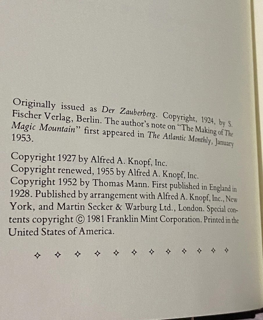 The Magic Mountain The Franklin Library 1981 New Condition Leather Unread Gilt - 4