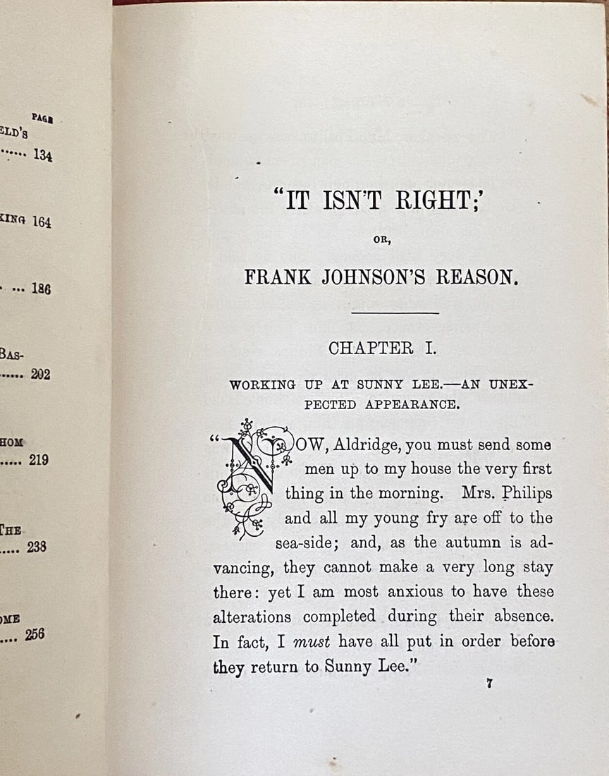 Ruth Buck Lamb It Isn't Right or Frank Johnson's Reason 1st Edition 1867 HC Ill. - 15