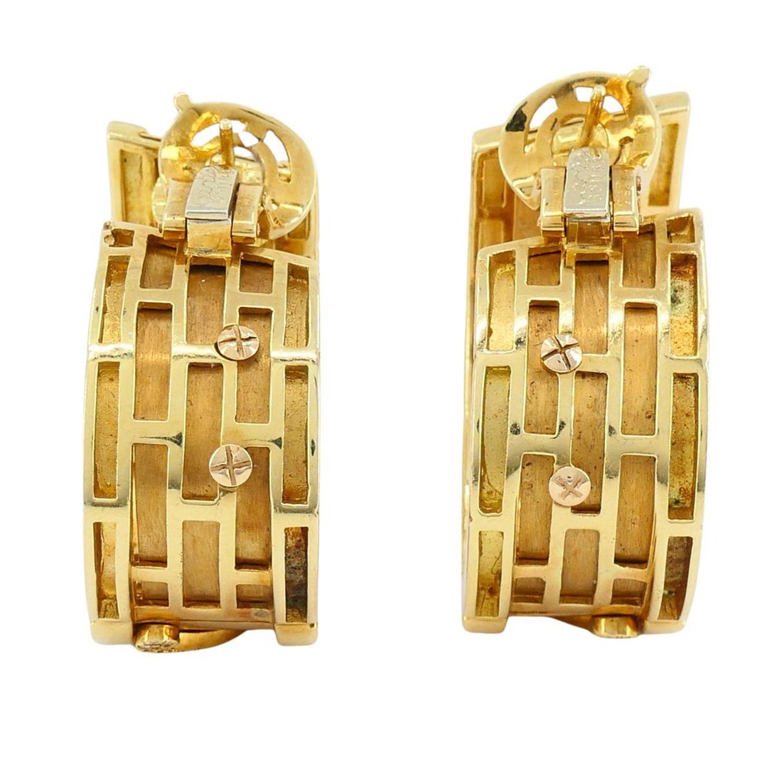 Vintage Cartier Walking Panthere 18k Gold Diamond Hoop Earrings - 14