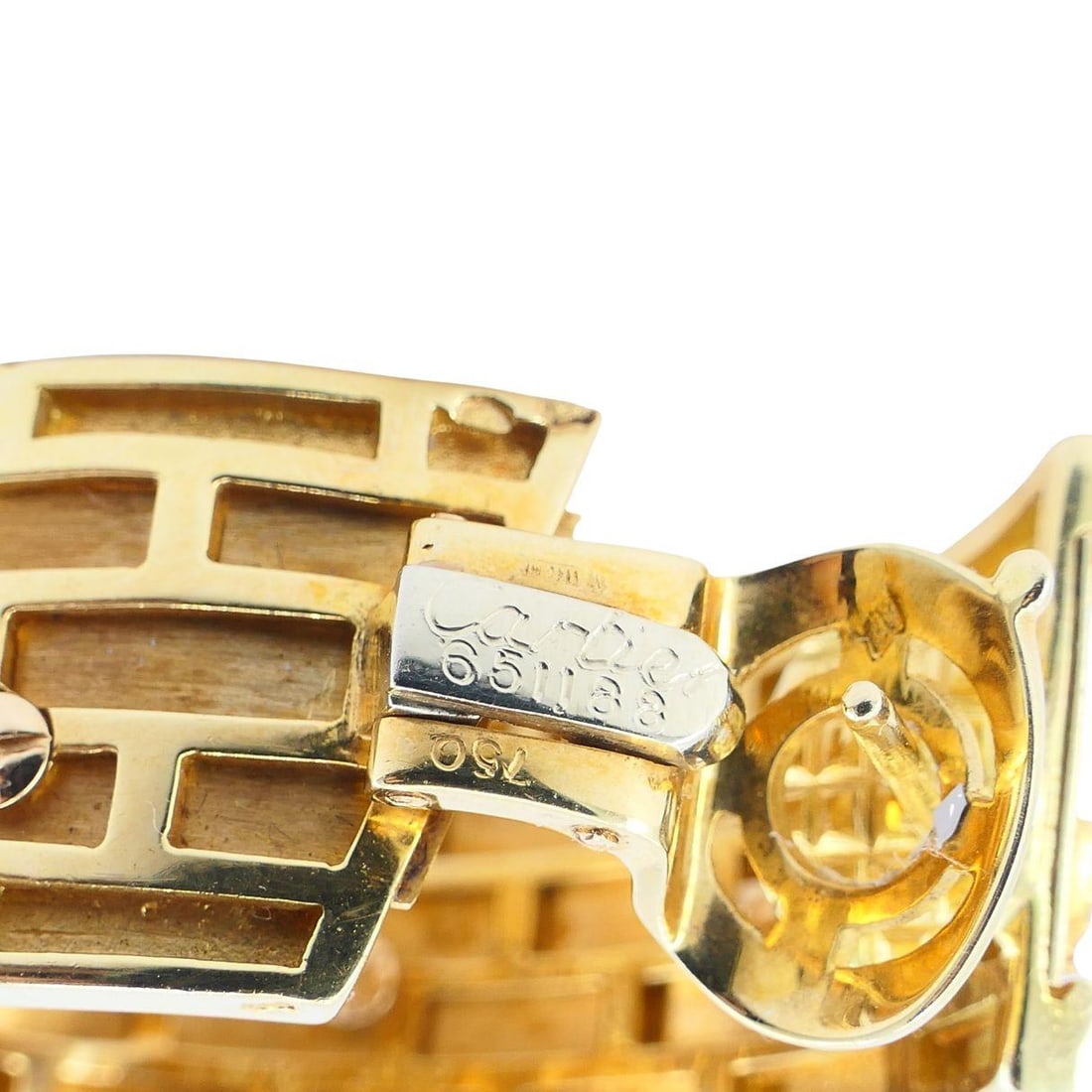 Vintage Cartier Walking Panthere 18k Gold Diamond Hoop Earrings - 3