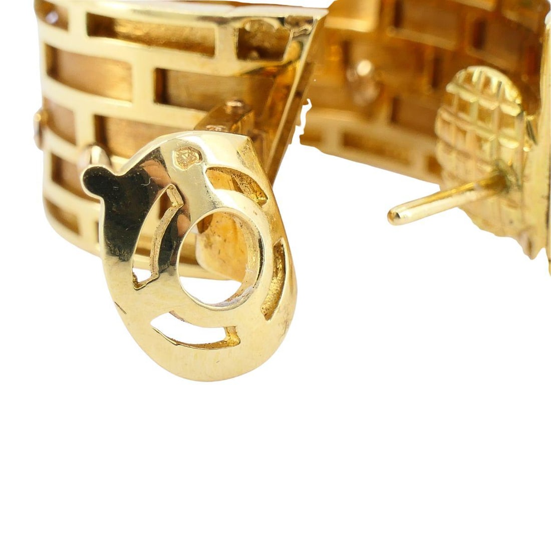 Vintage Cartier Walking Panthere 18k Gold Diamond Hoop Earrings - 5