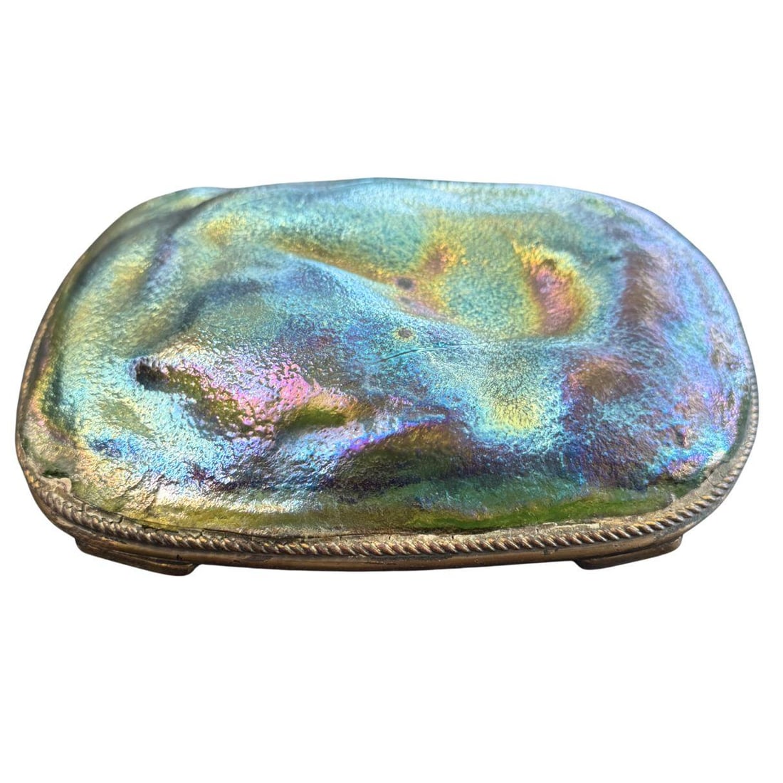 Vintage Tiffany Studios New York 'Turtle Back' Favrile Glass Bronze Paperweight - 19