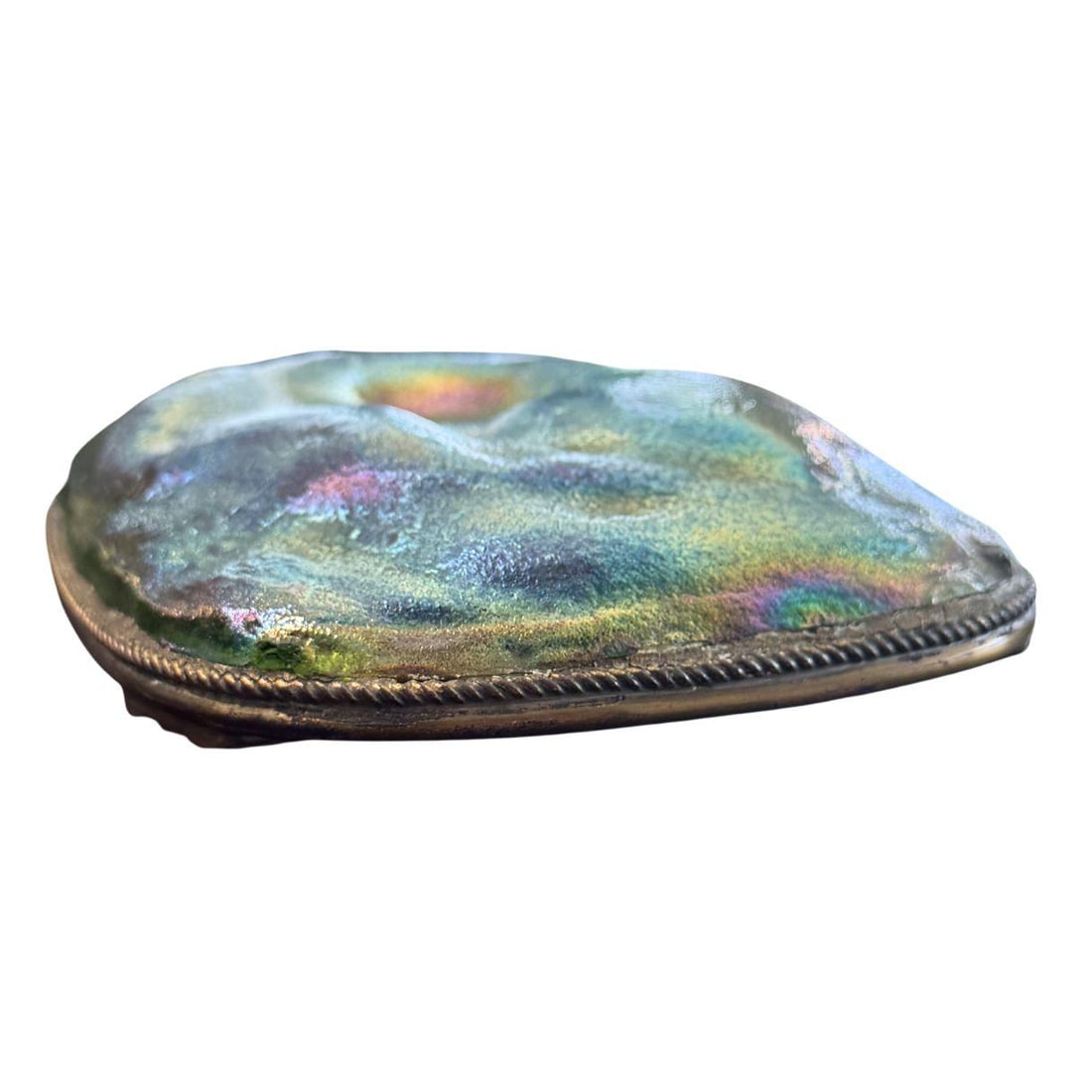 Vintage Tiffany Studios New York 'Turtle Back' Favrile Glass Bronze Paperweight - 6