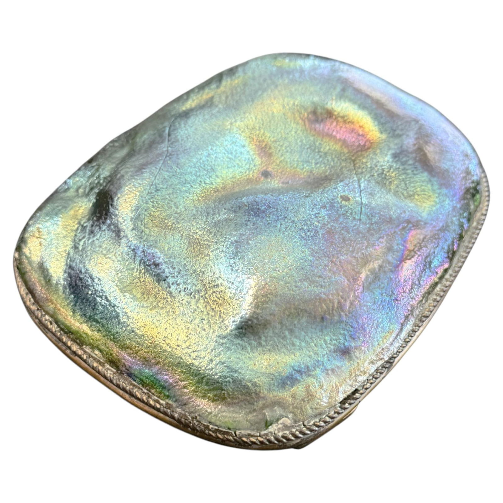 Vintage Tiffany Studios New York 'Turtle Back' Favrile Glass Bronze Paperweight - 7