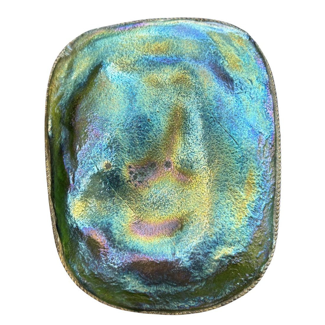 Vintage Tiffany Studios New York 'Turtle Back' Favrile Glass Bronze Paperweight - 9