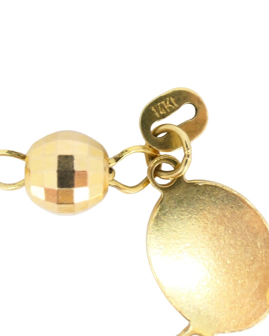 14k Gold Rosary Cross Necklace Beaded Chain - 4