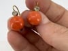 Vintage Mid-Century 14k Gold Coral Diamond Drop Earrings - 8