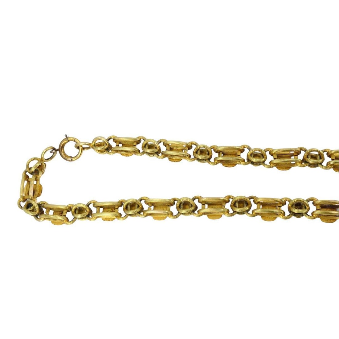 Antique Victorian 14K Two-Tone Gold Ornate Link Chain Necklace - 4