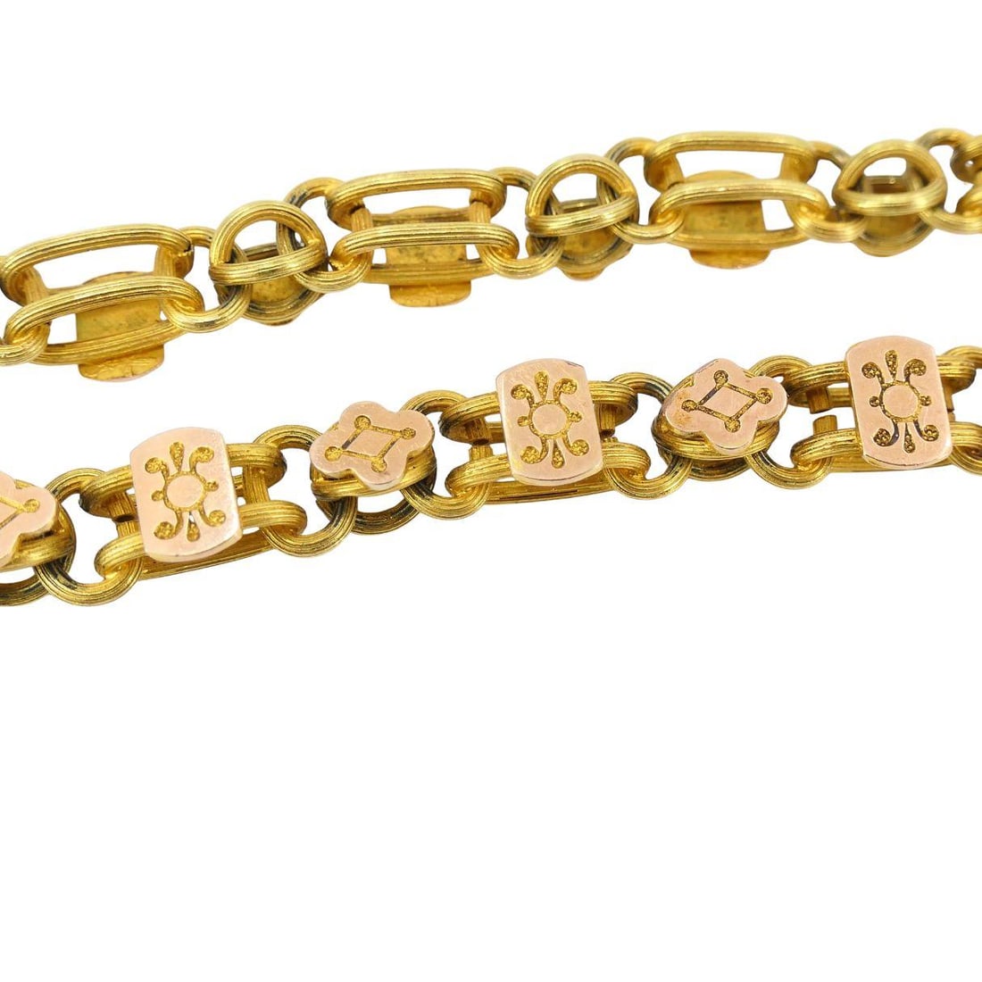 Antique Victorian 14K Two-Tone Gold Ornate Link Chain Necklace - 5