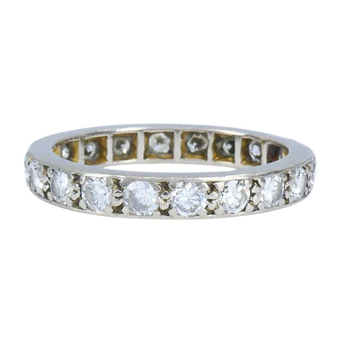 Vintage Platinum Diamond Eternity Band Ring, Size 5.25, Mid-Century - 2